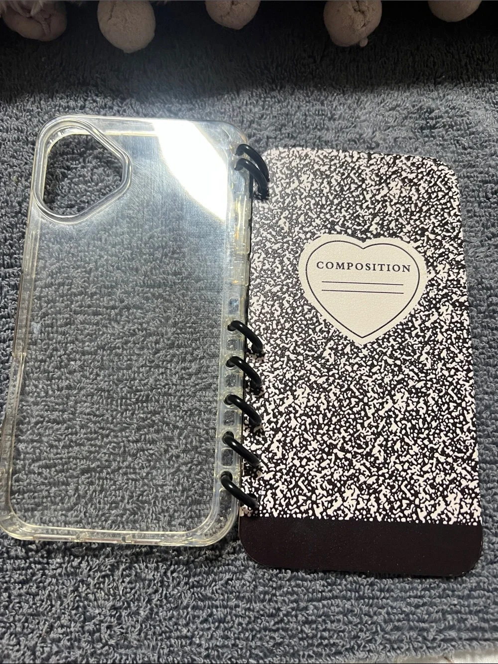 Composition Heart Notebook Phone Stand - Pink & Black 16 plus case